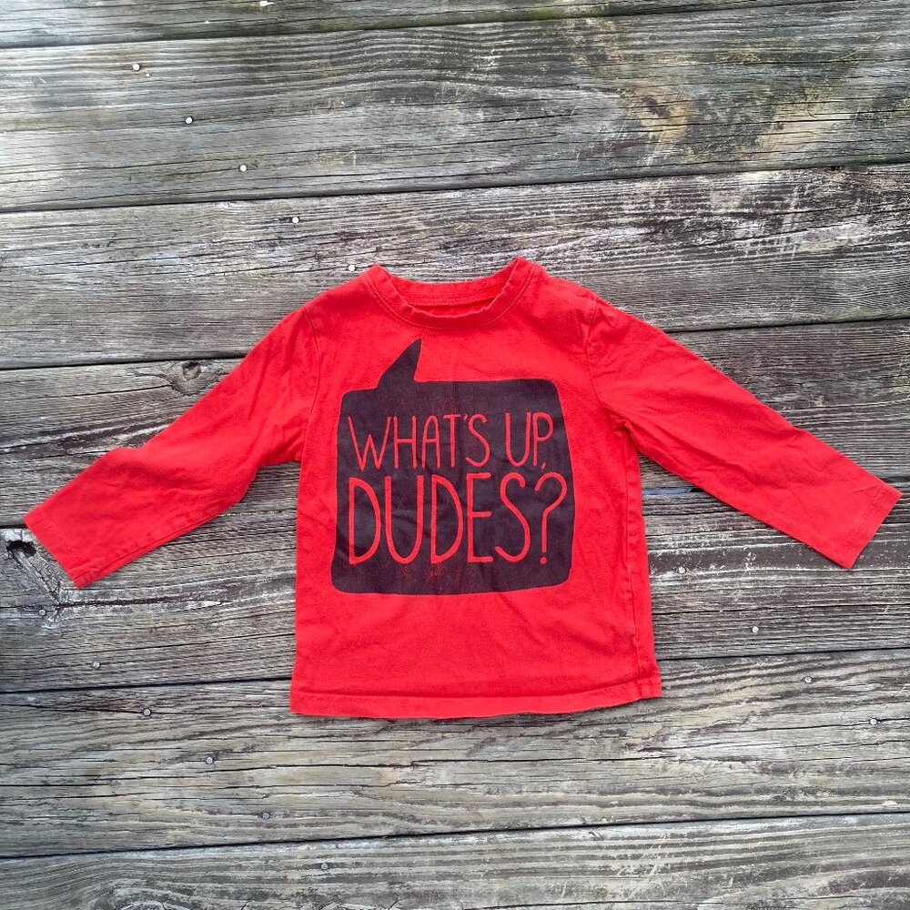 Okie Dokie “What’s Up, Dudes?” Graphic Tee, 4T – Long Sleeve